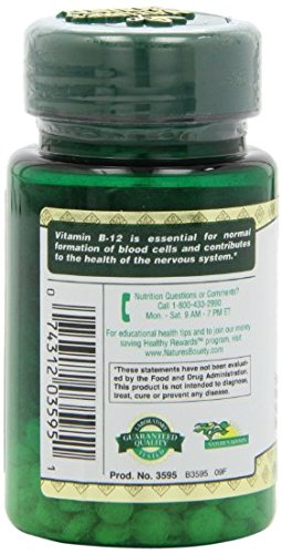 Nutritional facts panel of Vitamin B-12 bottle