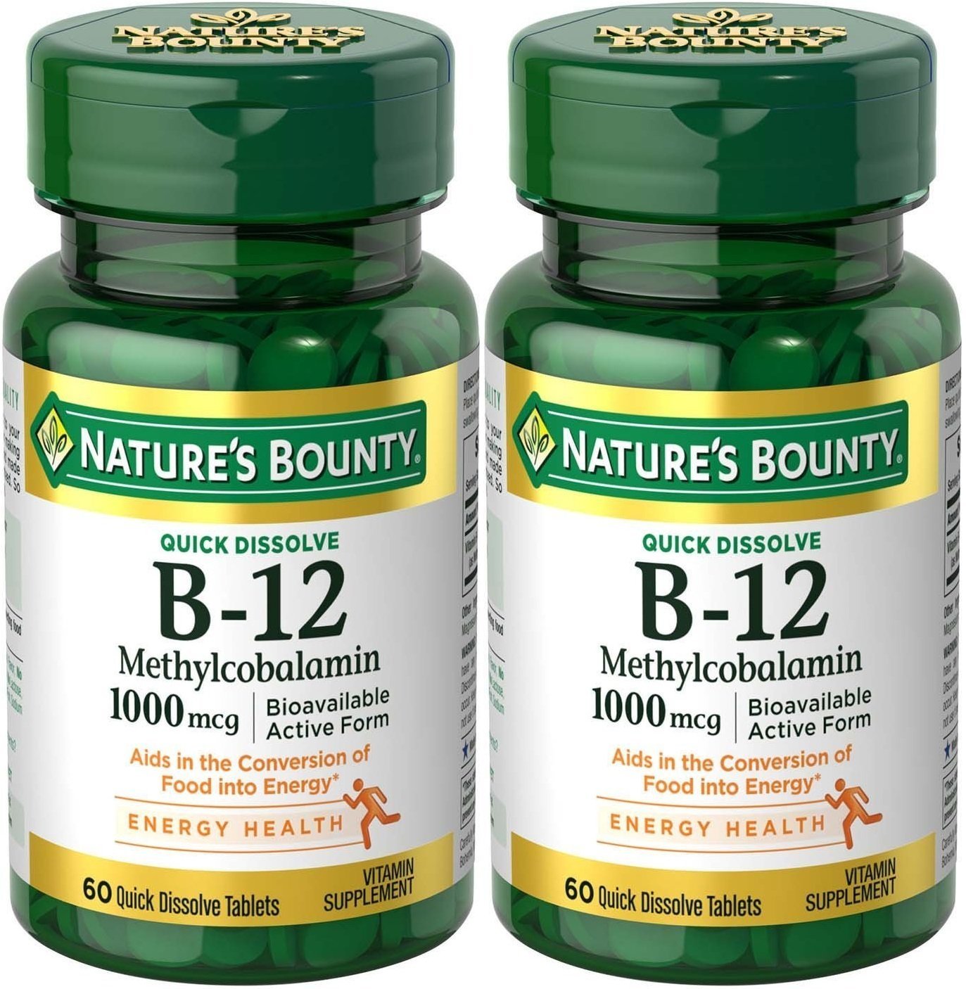 Nature's Bounty Methylcobalamin B12 microlozenge tablets bottle - 1000 mcg, 120 count