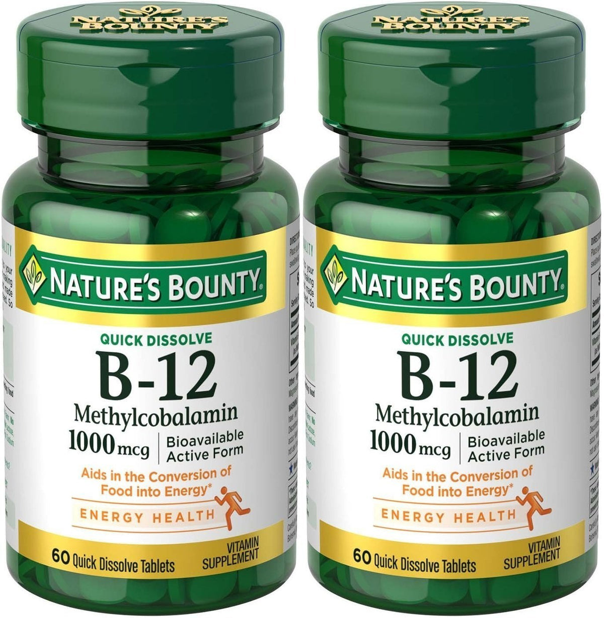 Nature's Bounty Methylcobalamin B12 microlozenge tablets bottle - 1000 mcg, 120 count