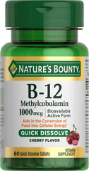 Bottle of Nature's Bounty Vitamin B-12 Quick Dissolve Tablets 1000mcg