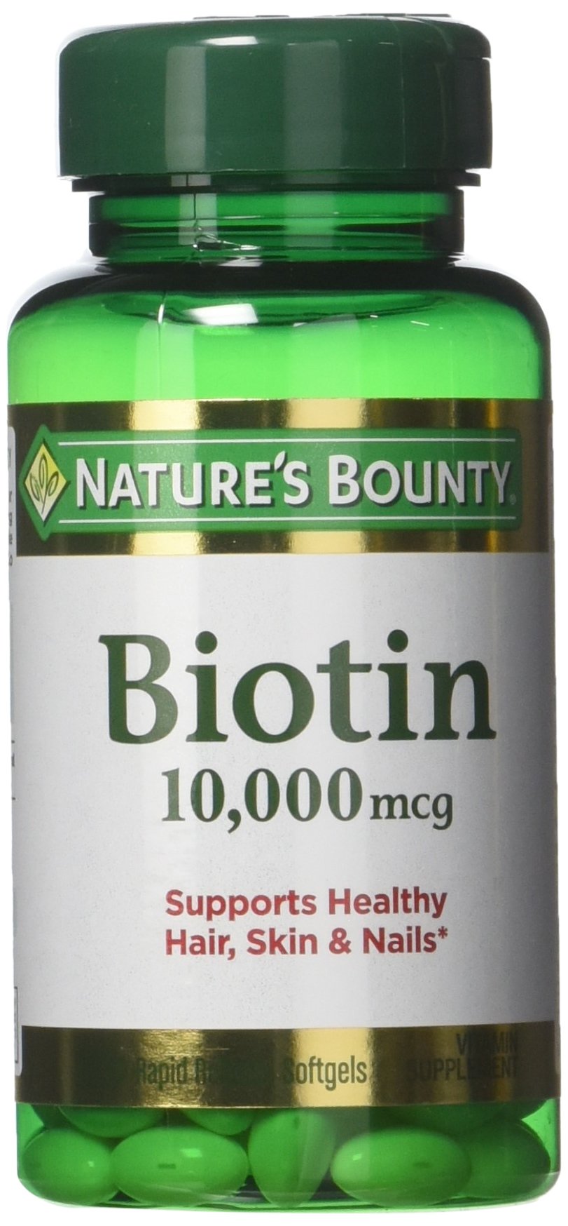 Nature's Bounty Biotin 10,000 mcg Rapid Release Softgels bottle – 120 count