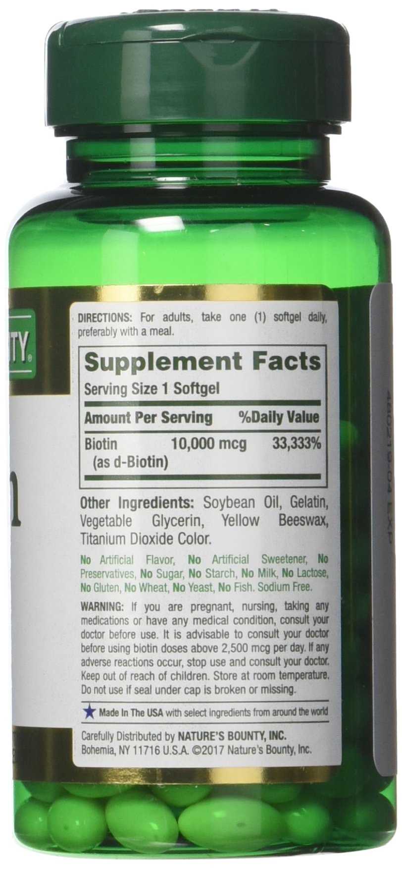 Biotin 10,000 mcg Rapid Release Softgels close-up