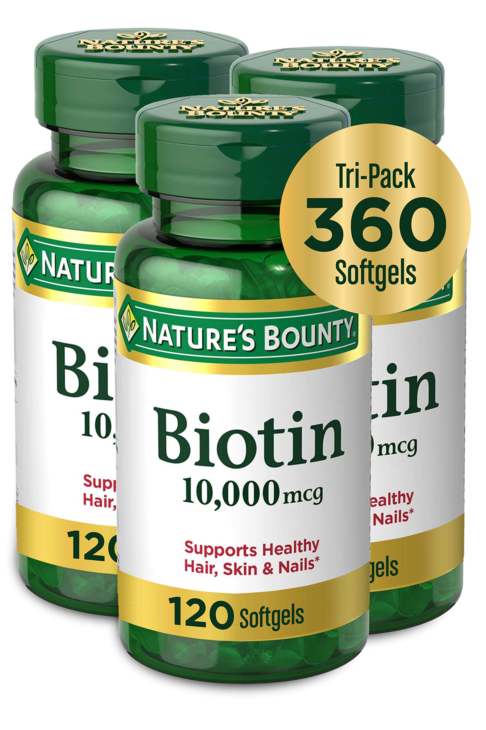 Nature's Bounty Biotin 10000 mcg softgels pack of 3