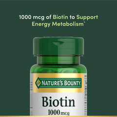 Nutrition facts panel for Nature's Bounty Biotin 1000 mcg