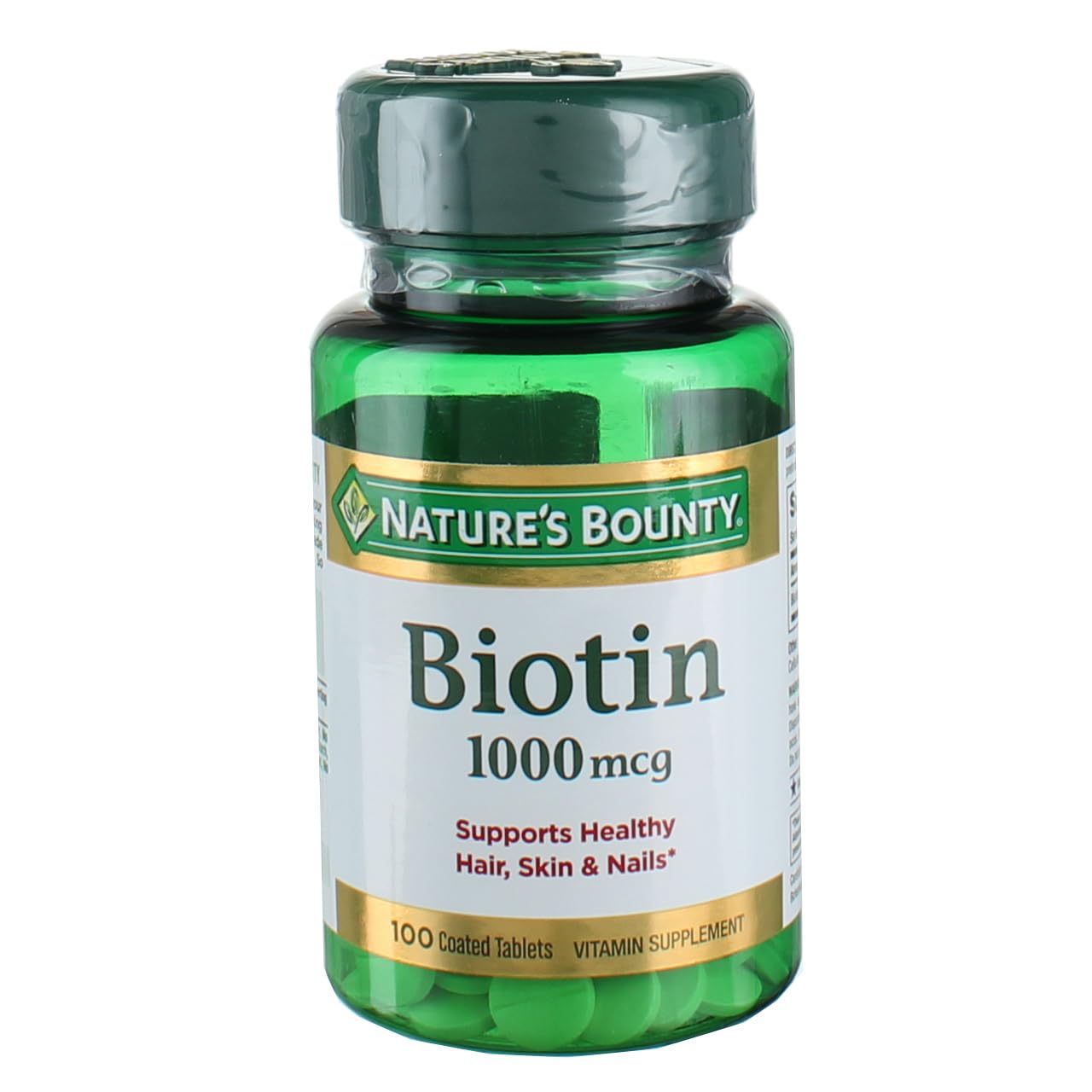 Nature's Bounty Biotin 1000 mcg bottle with 100 tablets, pack of 2