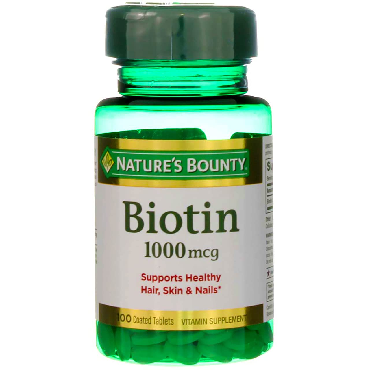 Labelled Nature's Bounty Biotin 1000 mcg bottle
