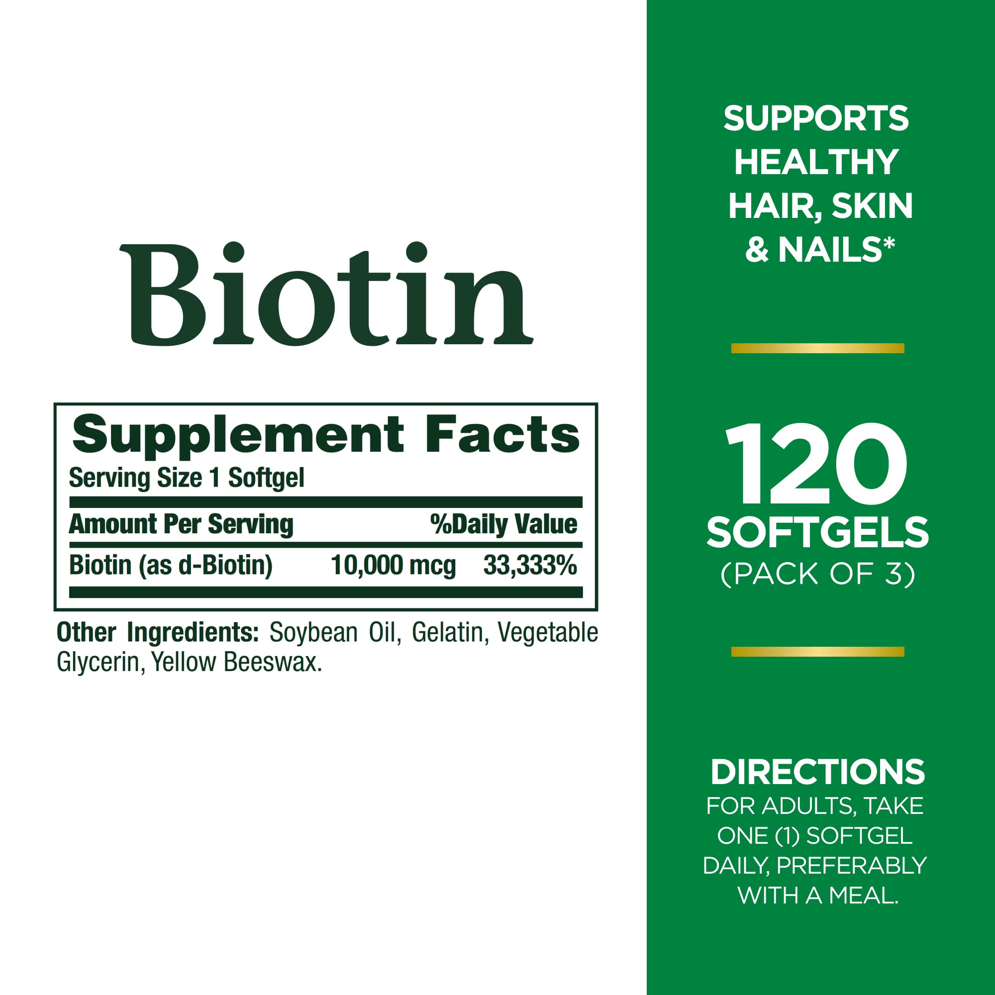 Graphic illustrating hair, skin and nails health from Biotin
