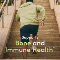 Close-up of Nature's Bounty calcium and vitamin D3 bottle