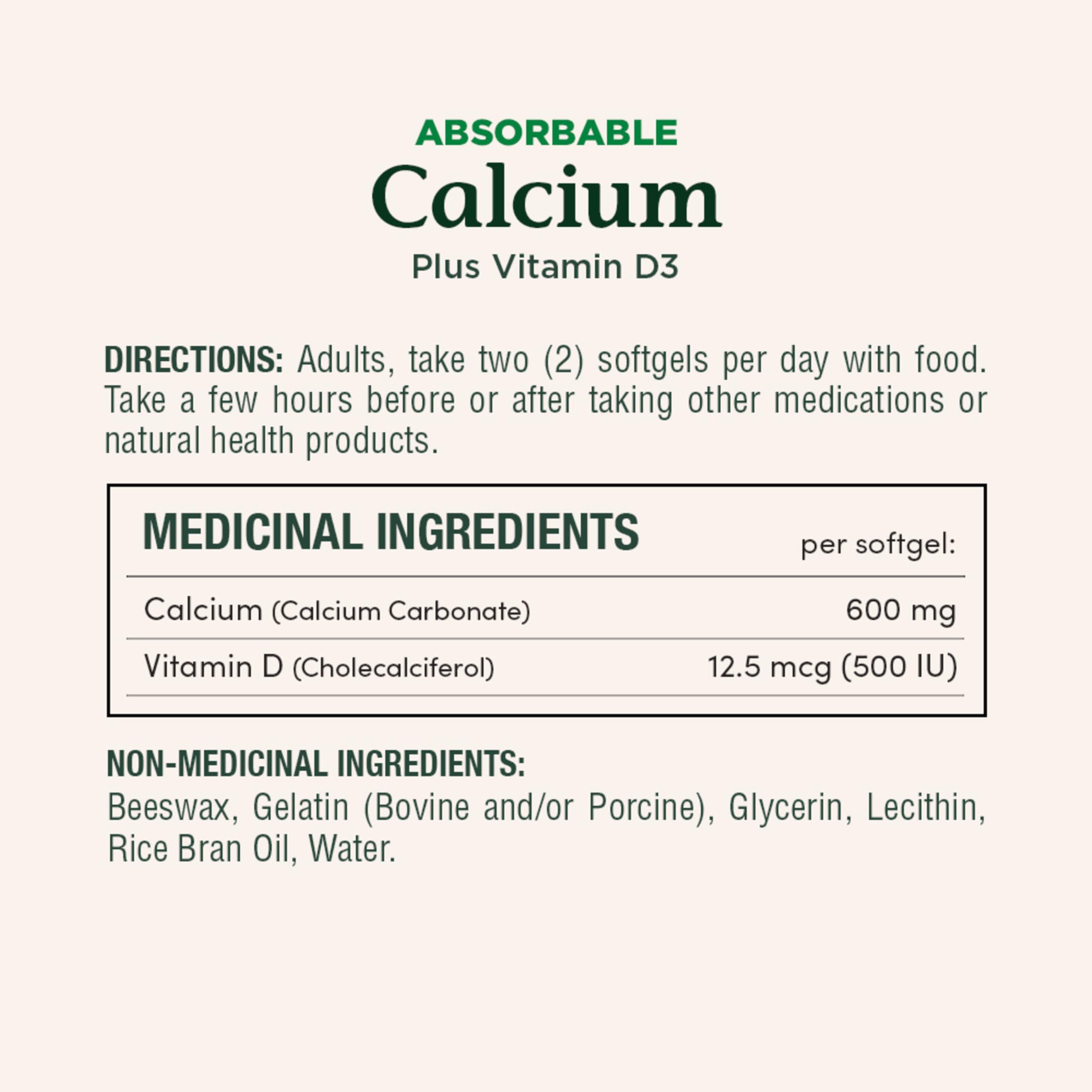 Bottle of Nature's Bounty calcium and vitamin D3 softgels