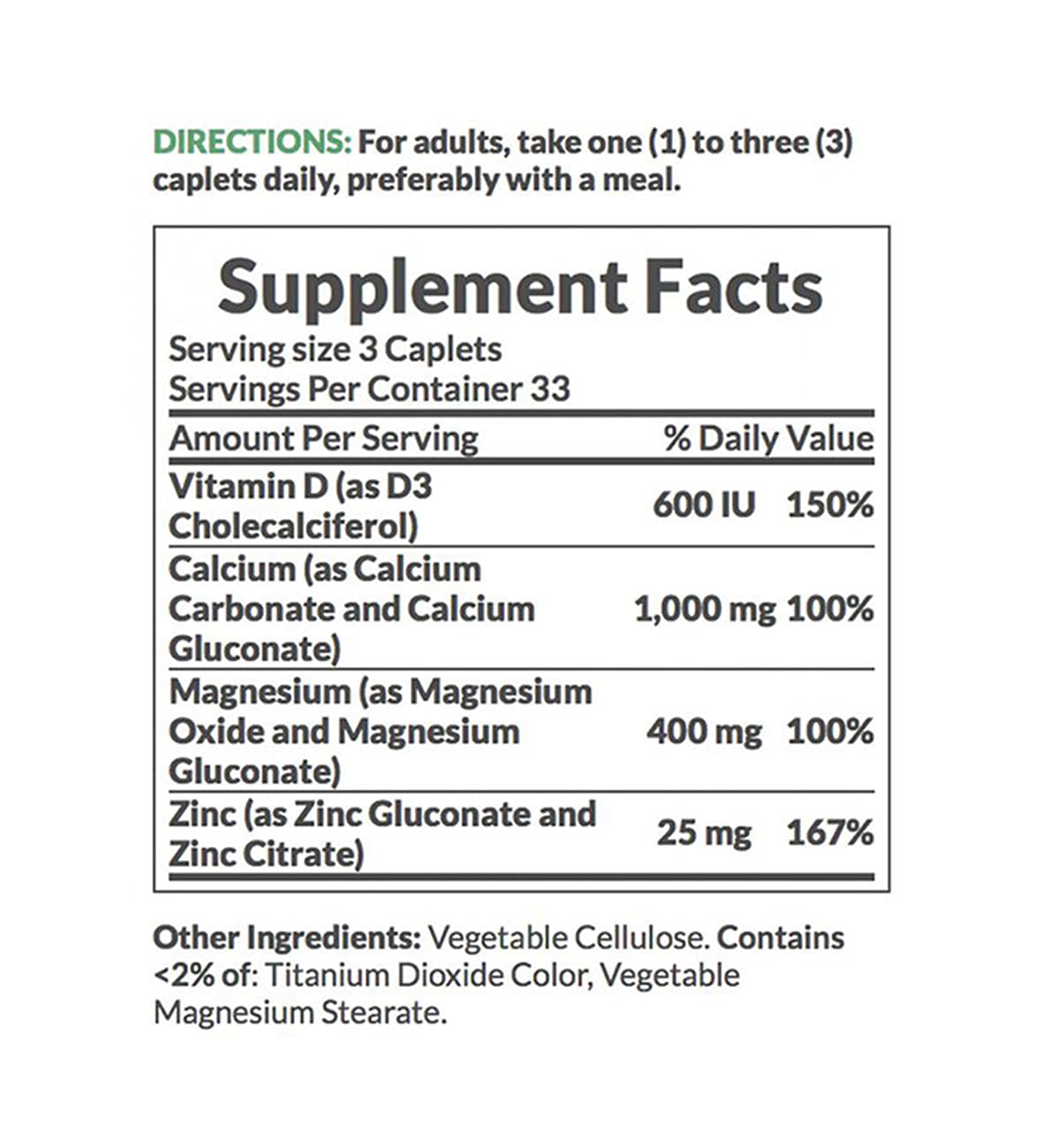 Nutrients Calcium Magnesium Zinc and Vitamin D for bone health