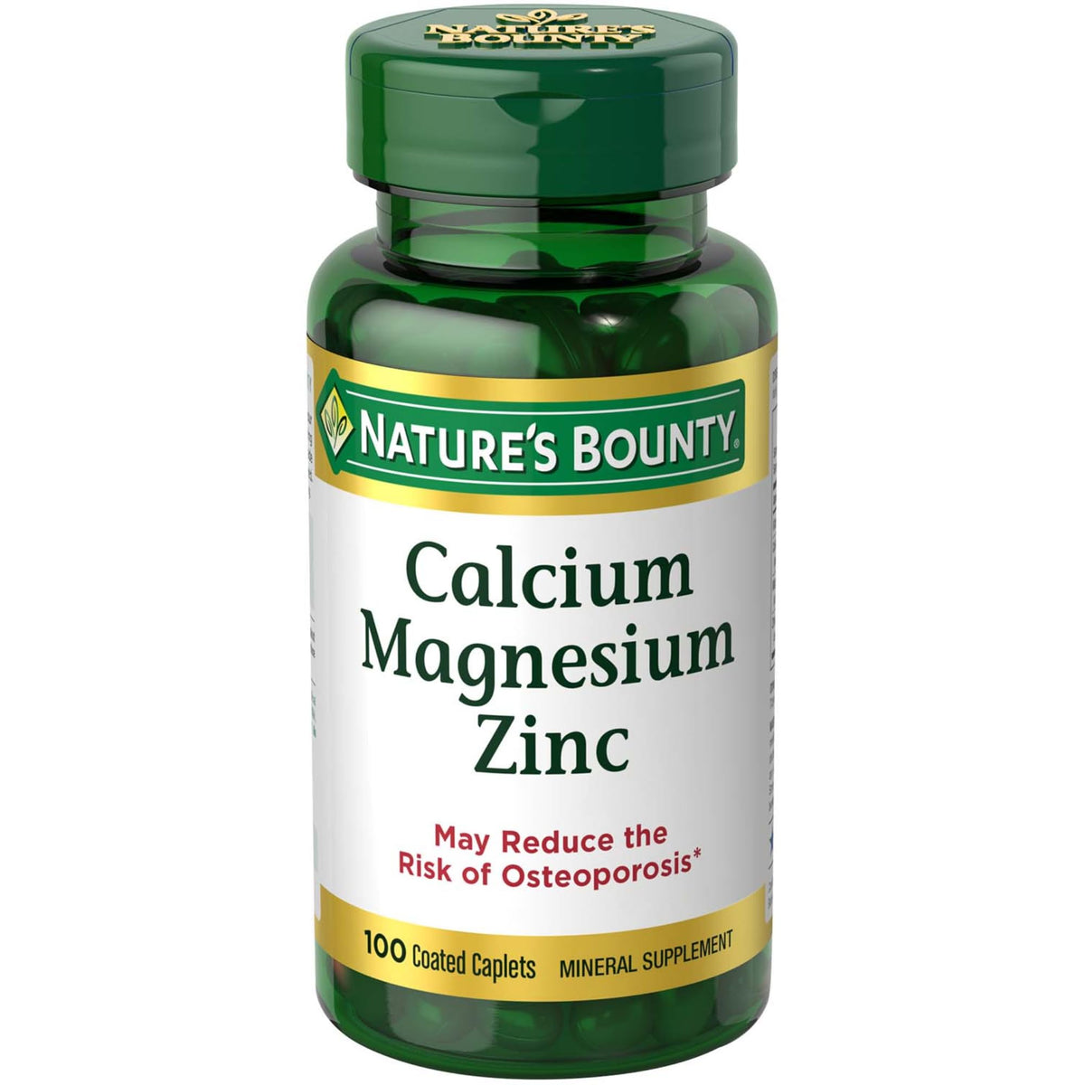 Nature's Bounty Calcium Magnesium Zinc Caplets front label