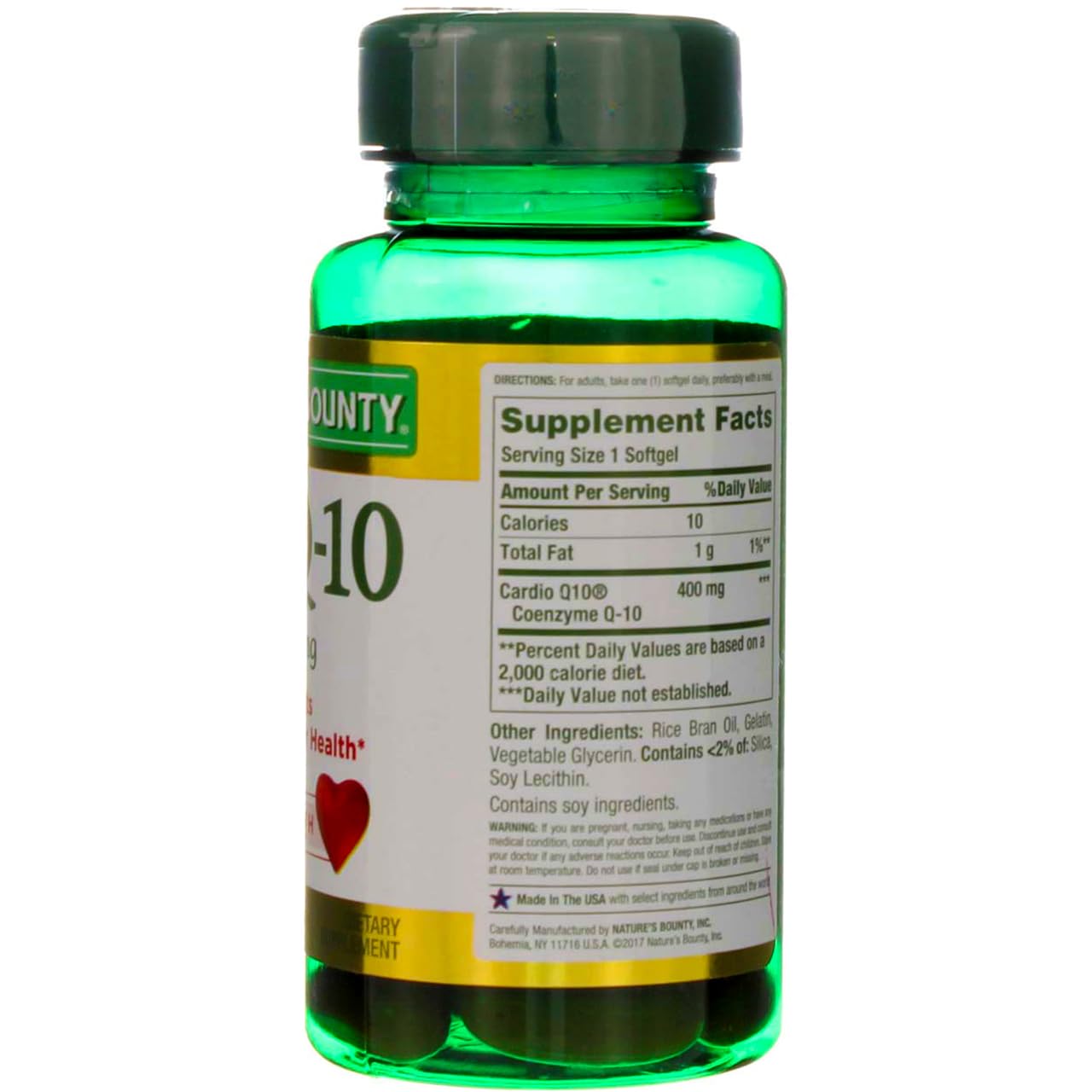 Box packaging for Nature's Bounty Cardio Q10 Softgels