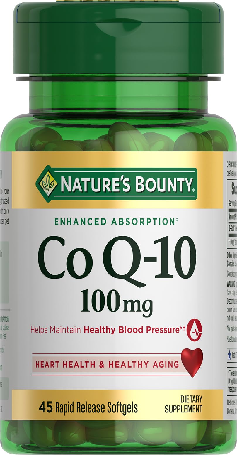 Nature's Bounty CoQ-10 100mg Softgels bottle for heart health