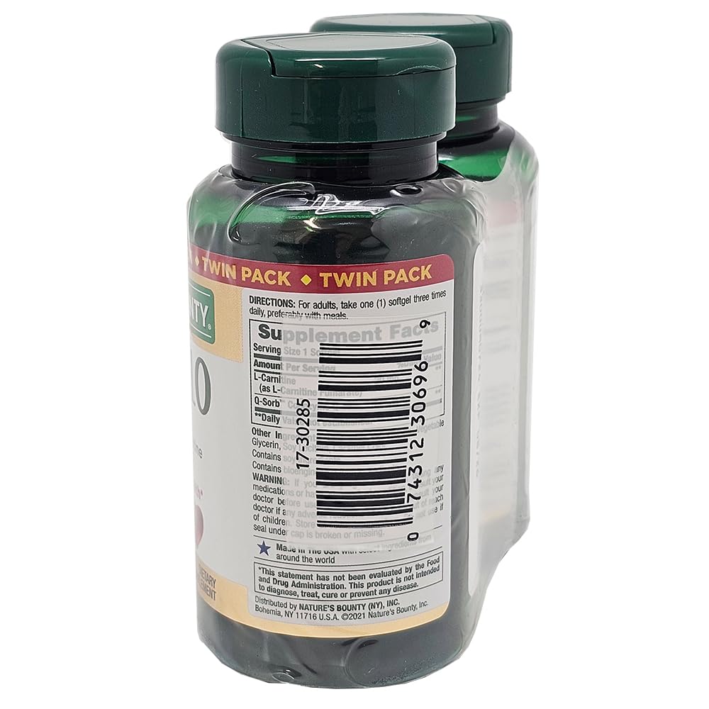 Close-up of Nature's Bounty CoQ10 100mg label