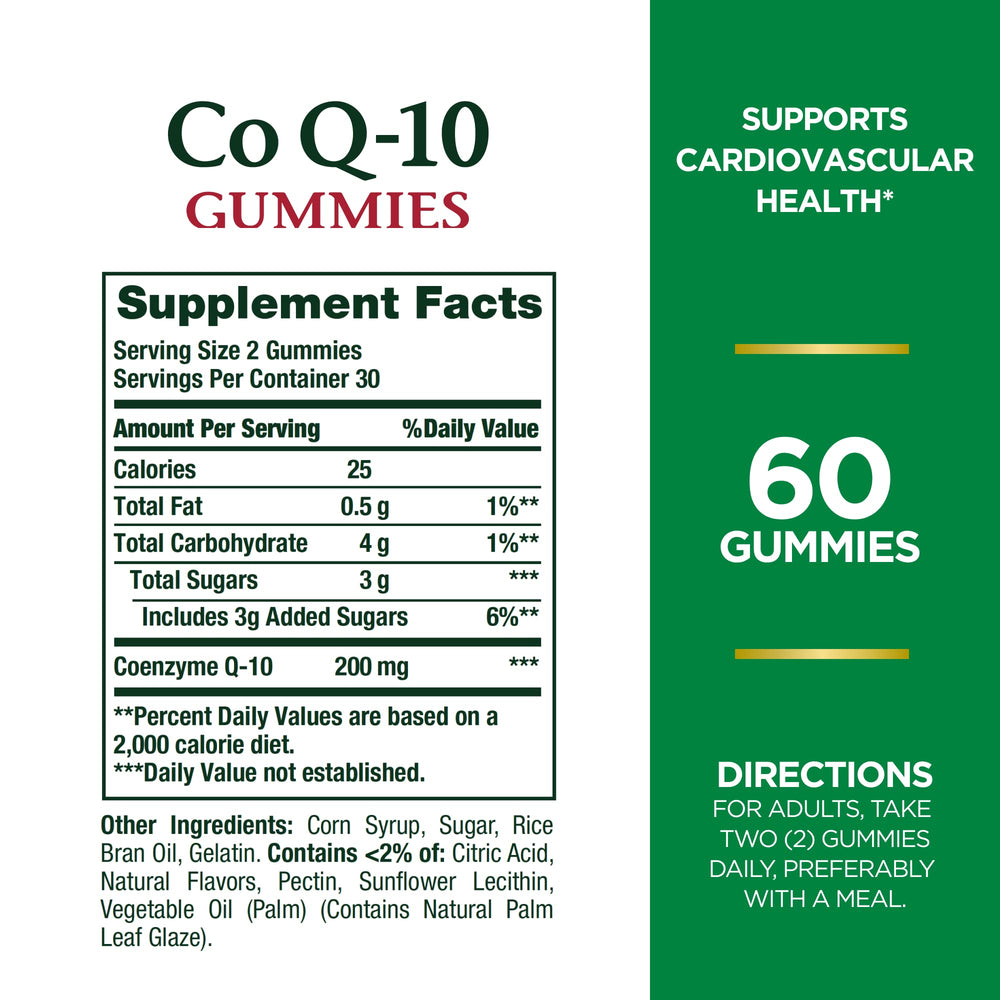 Graphic highlighting heart health benefits of CoQ10 gummies