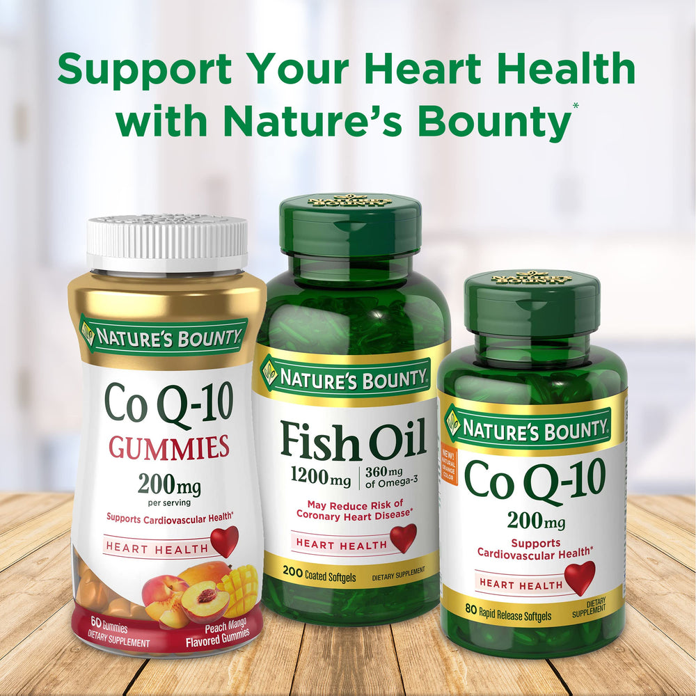 Heart health and energy concept with CoQ10 softgels