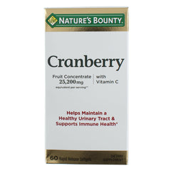 Front view of Nature's Bounty Cranberry Dietary Supplement pack with two 60-count bottles