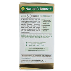 Vitamin C 100 mg information on Nature's Bounty Cranberry Dietary Supplement label