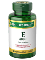 Bottle of Nature's Bounty E-400 IU dl-Alpha Vitamin E softgels