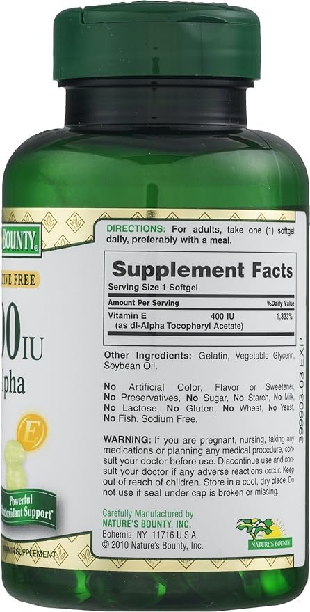 Close-up of dl-Alpha Vitamin E softgels