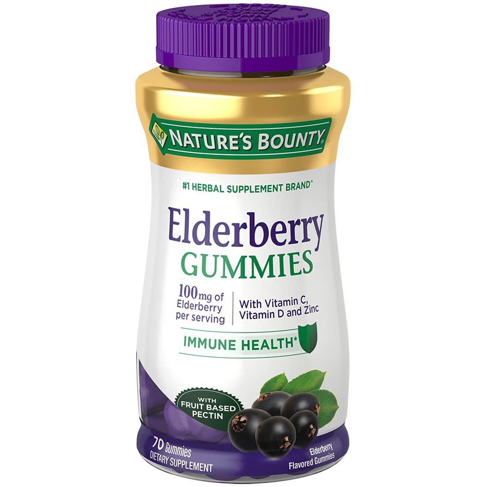 Nature's Bounty Elderberry Gummies 70-count front label