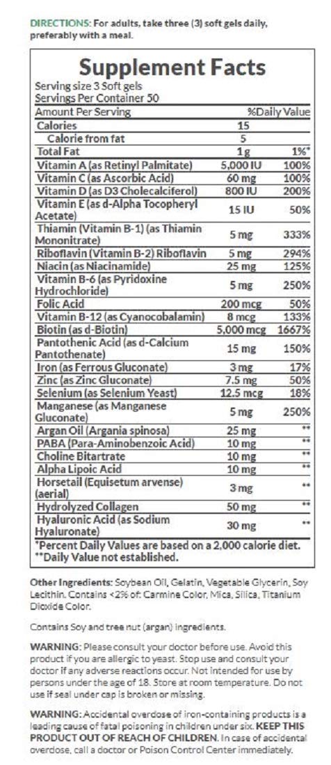 Product packaging for Nature's Bounty Extra Strength Hair Skin Nails 150 Count Pack of 3