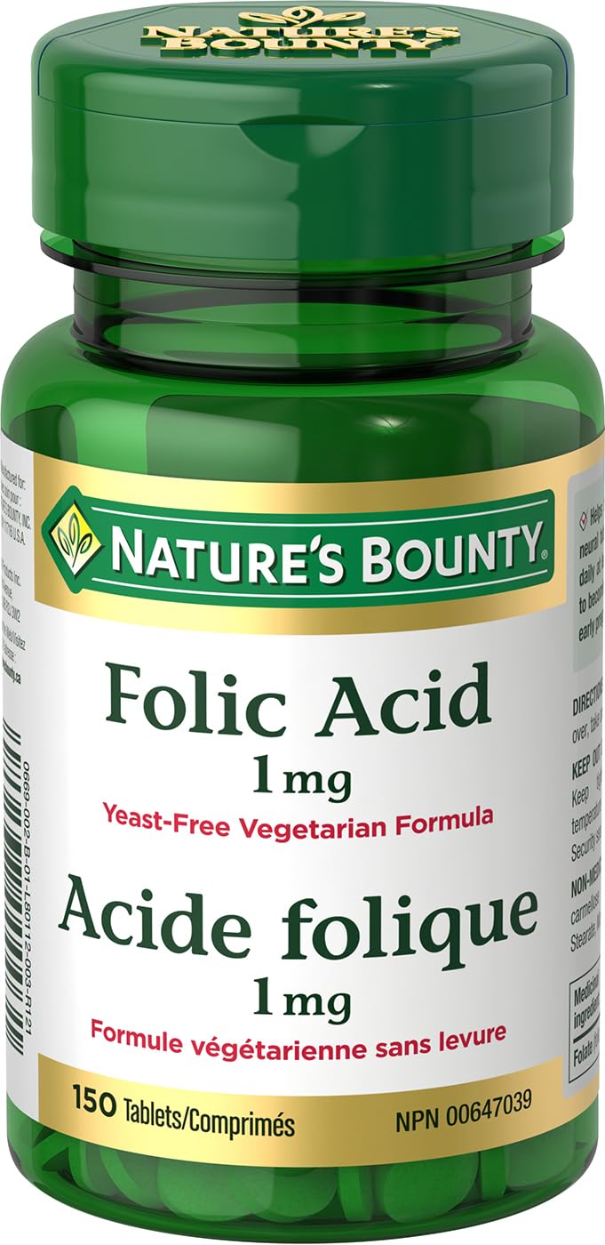 Nature's Bounty Folic Acid 1 mg bottle - front view