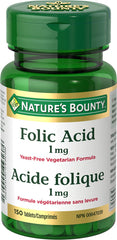 Nature's Bounty Folic Acid 1 mg bottle - front view
