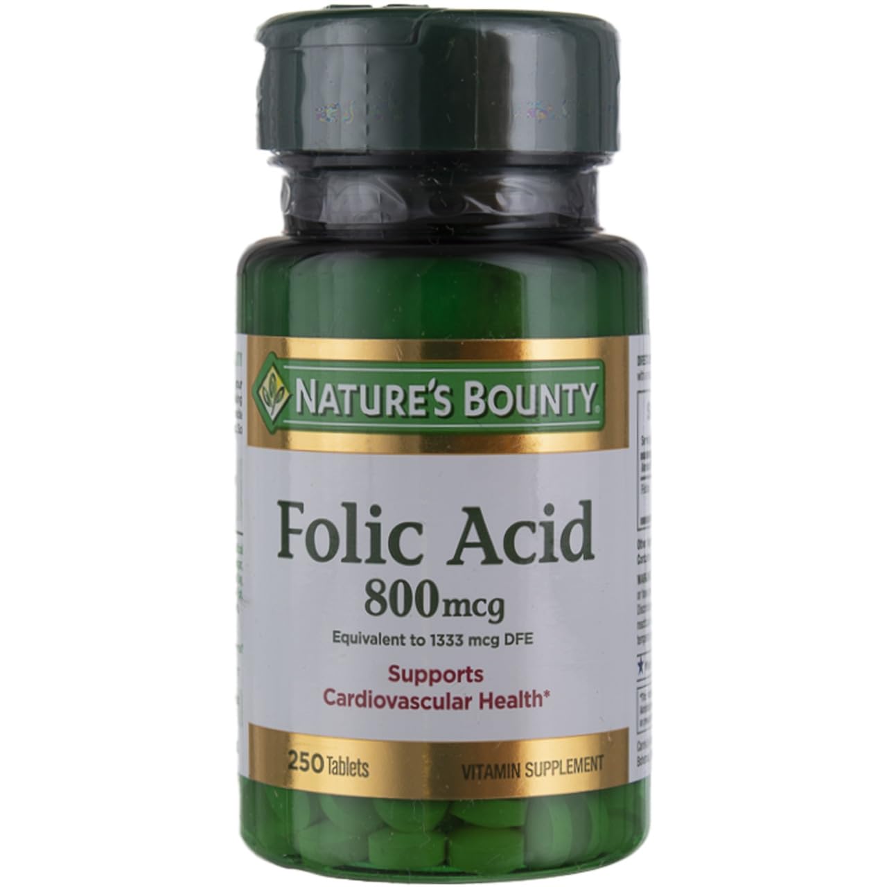 Nature's Bounty Folic Acid Supplement bottle 800mcg 750 count Pack of 3