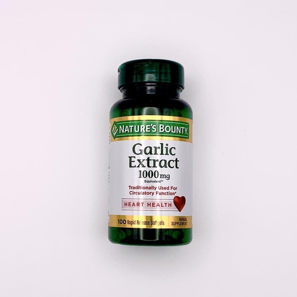 Front view of Nature's Bounty Garlic 1000 mg softgels container