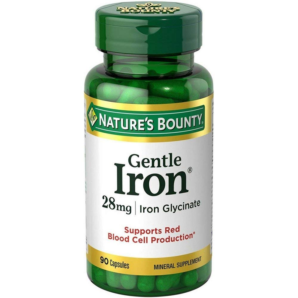 Bottle of Nature's Bounty Gentle Iron 28 mg 90 Capsules