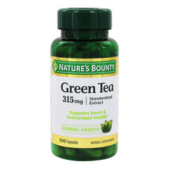 Nature's Bounty Green Tea Extract bottle and 2-pack of capsules (315 mg)