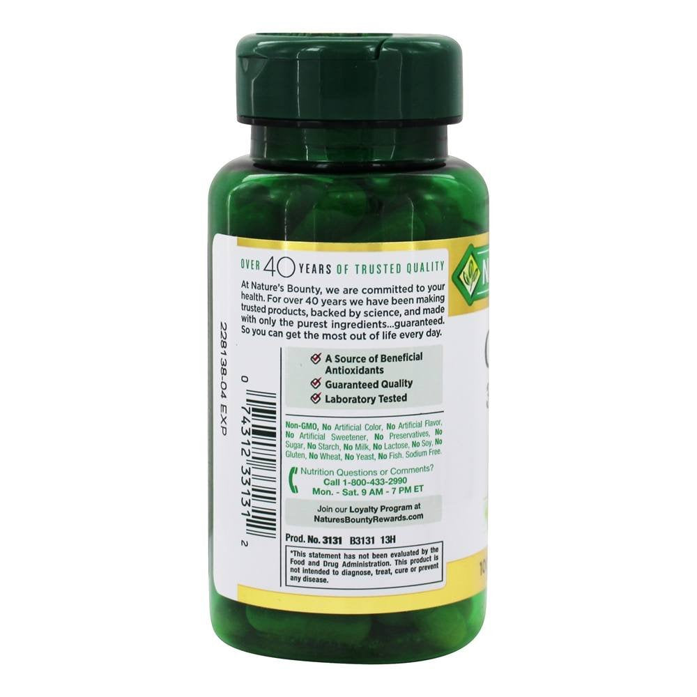Packaging of Nature's Bounty Green Tea Extract 315 mg 100 capsules in a 2-pack
