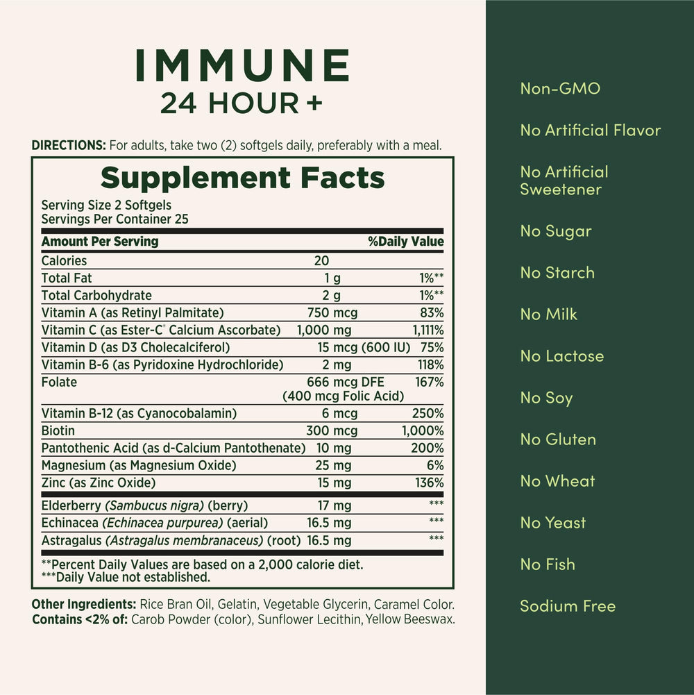 Nature's Bounty Immune 24 Hour+ elderberry and zinc image—antioxidant support.