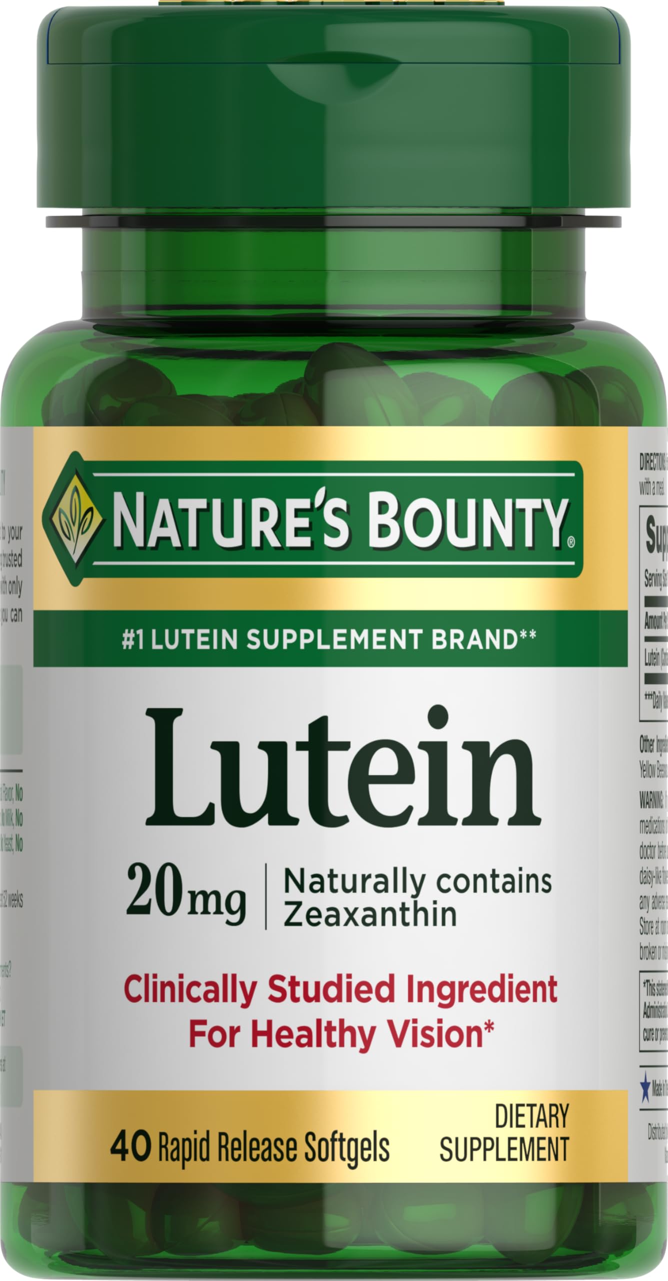 Nature's Bounty Lutein bottle with label visible