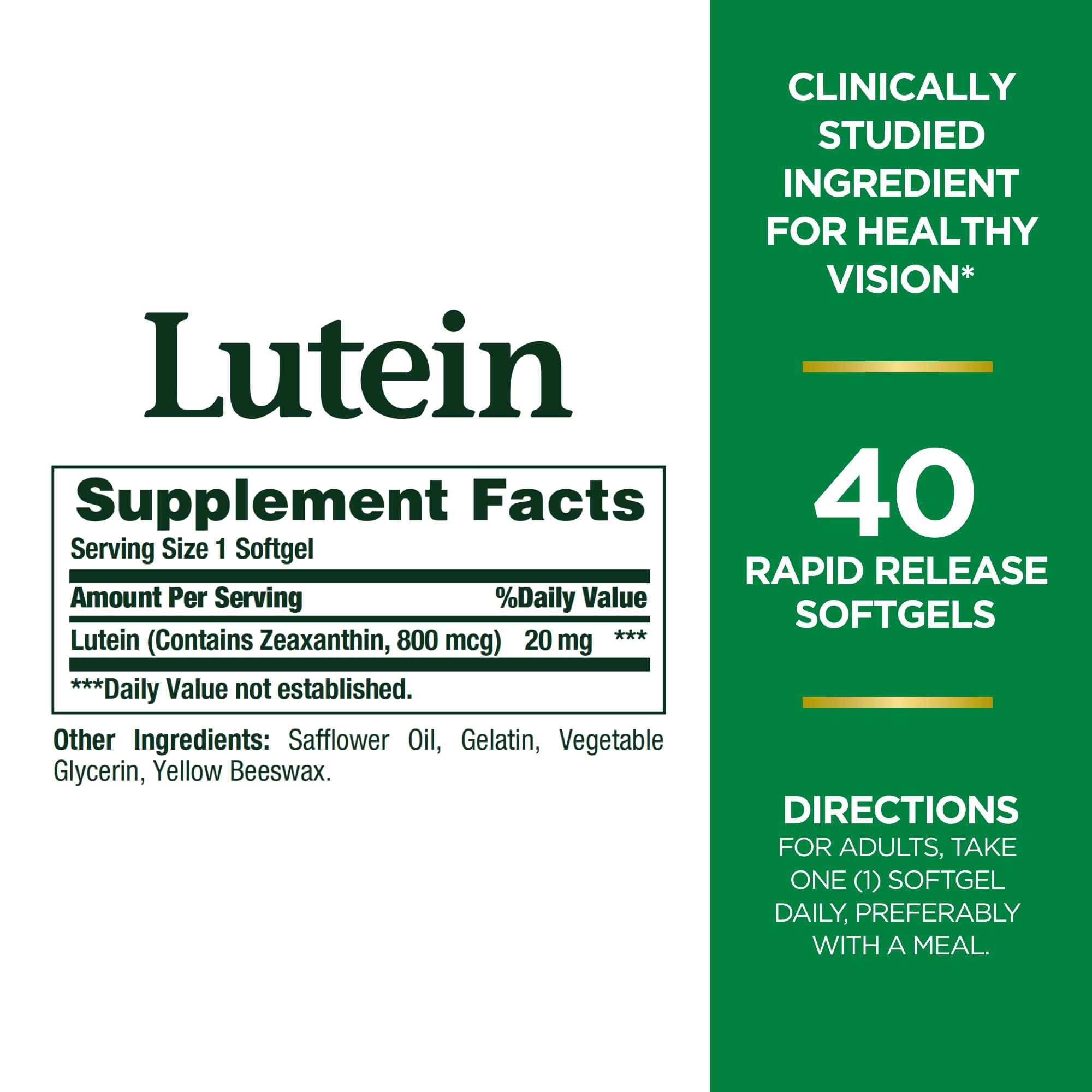 Close-up of lutein softgel capsules