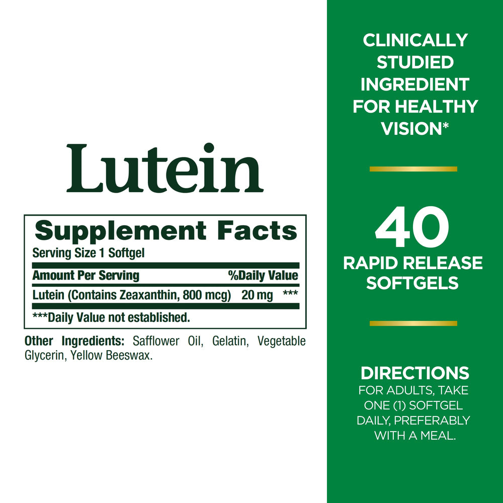 Close-up of lutein softgel capsules