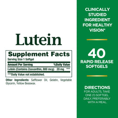 Close-up of lutein softgel capsules