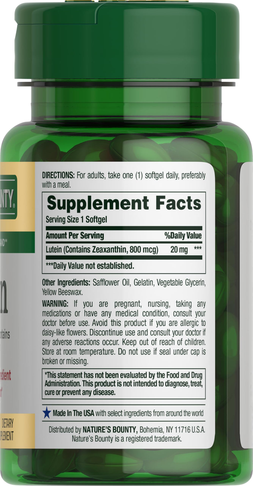 Nature's Bounty Lutein box with capsules