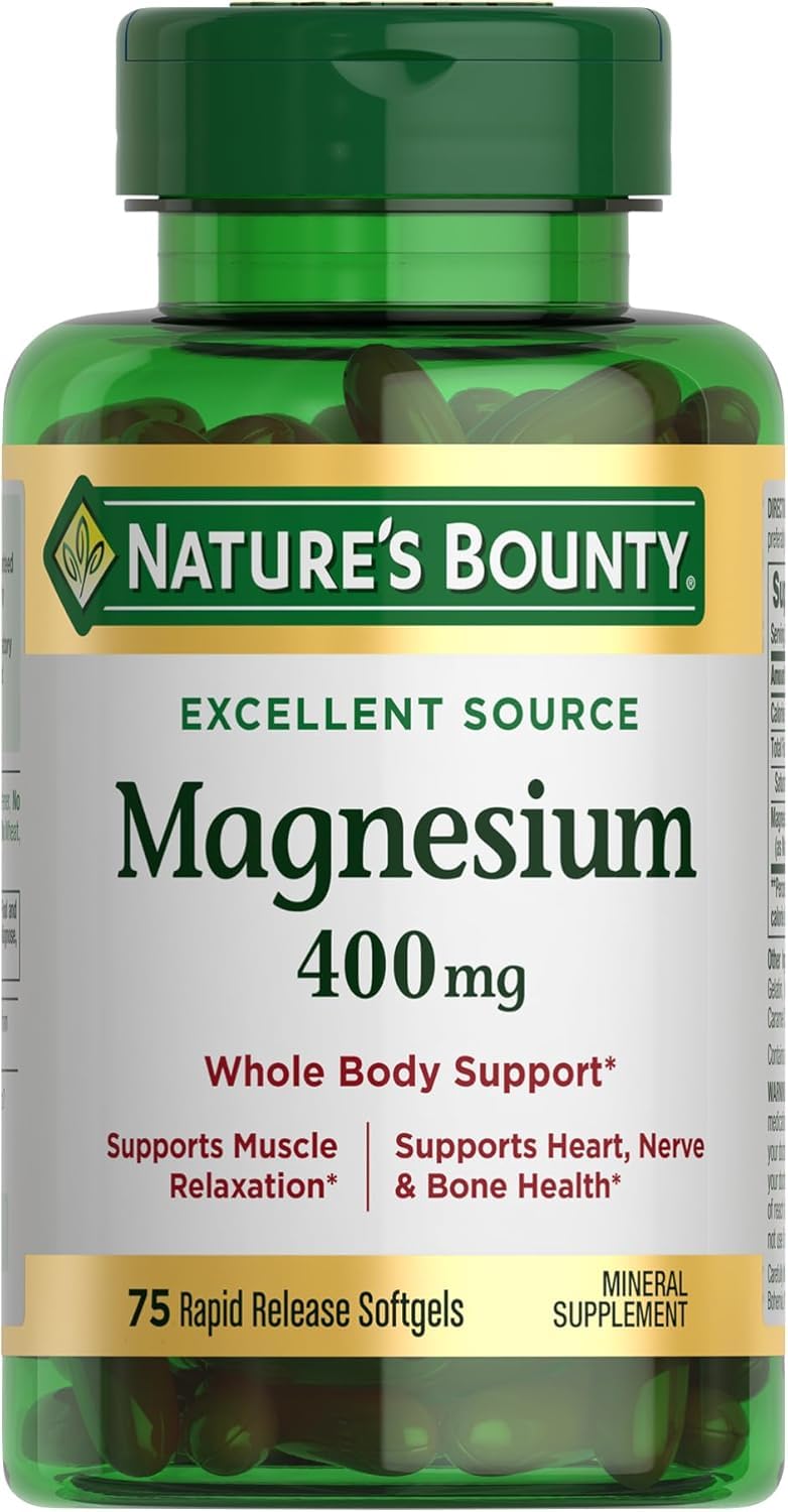 Nature's Bounty Magnesium 400 mg Softgels bottle front