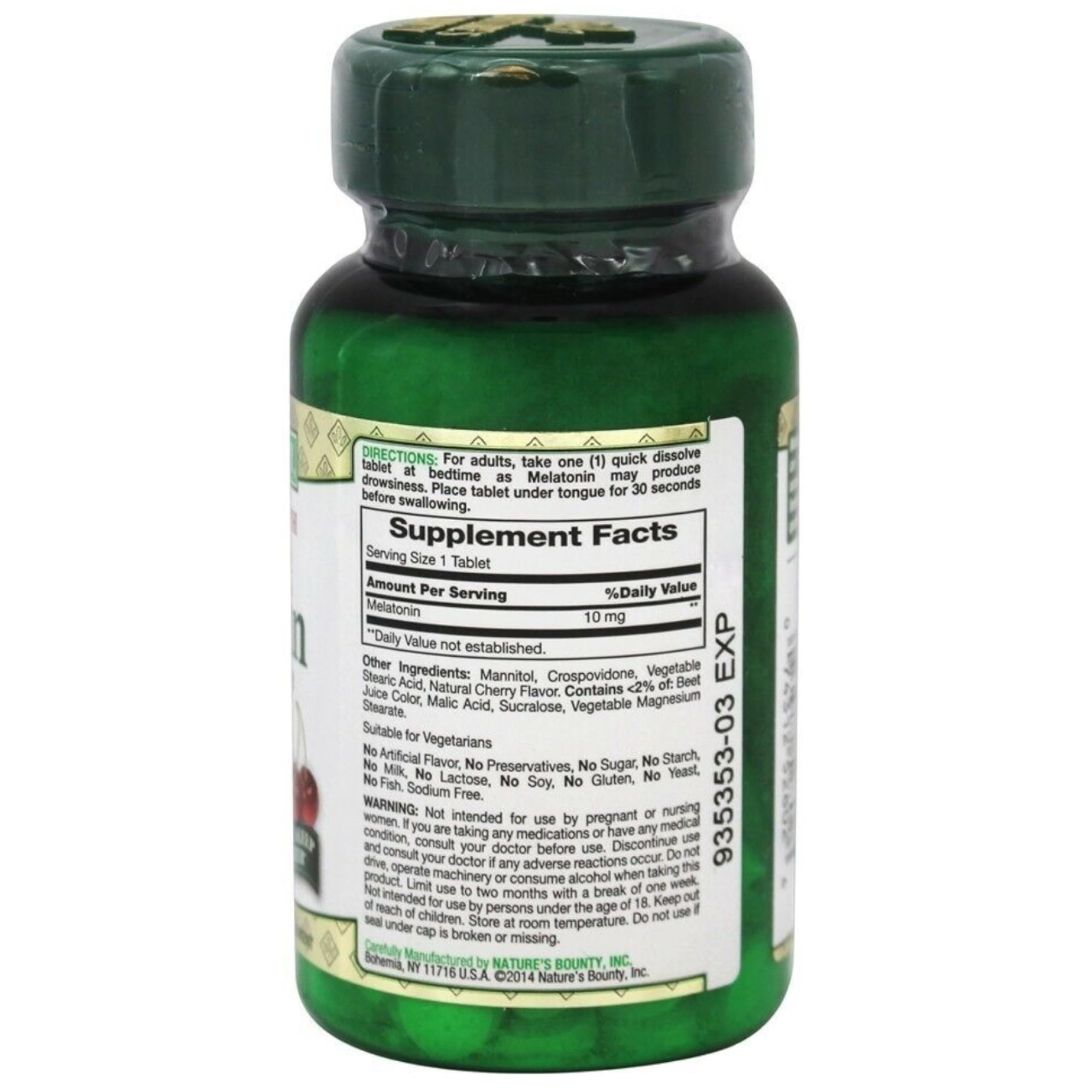 Melatonin tablet dissolving under tongue with cherry flavor