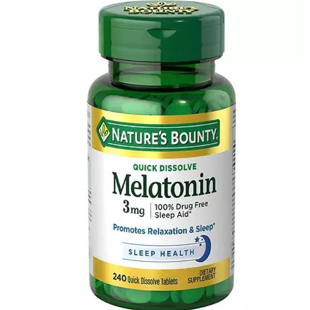 Nature's Bounty Melatonin 3 mg Quick Dissolve tablets, cherry flavor, 120-count per bottle, pack of 2