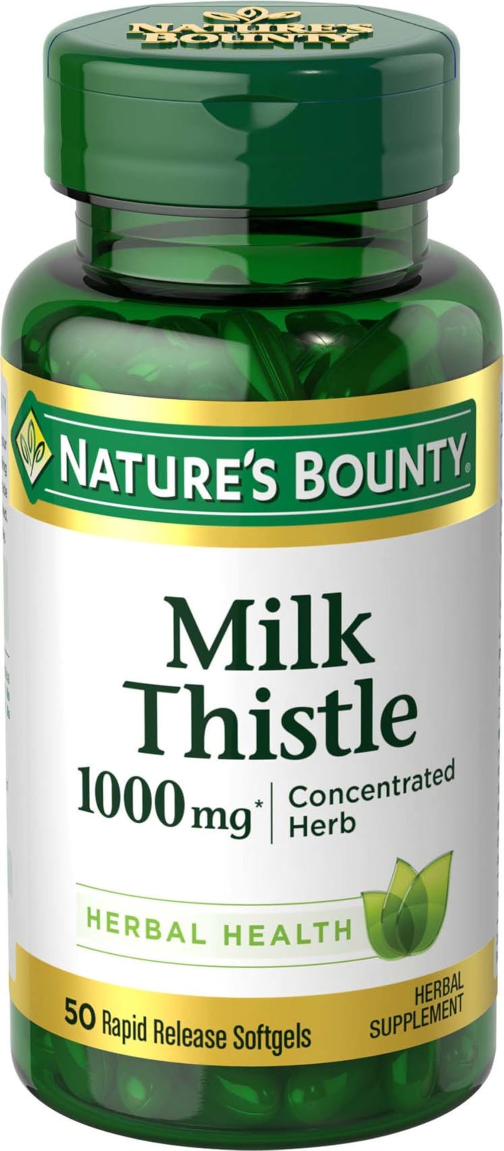 Nature's Bounty Milk Thistle 1000mg rapid-release softgels bottle