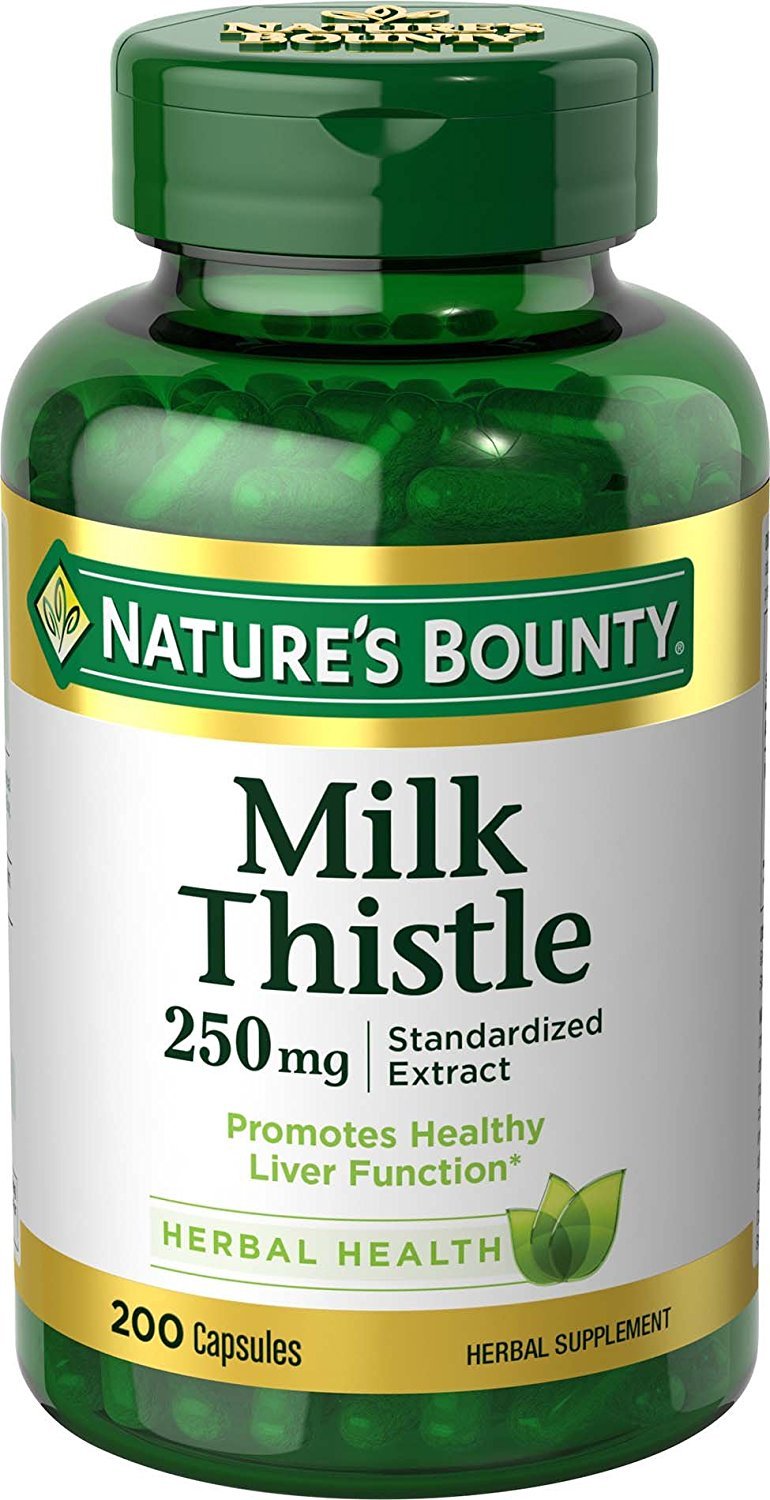 Bottle of Nature's Bounty Milk Thistle 250 mg Capsules – 200 capsules