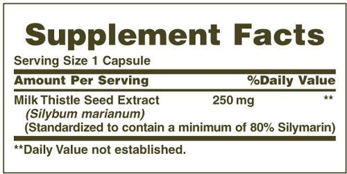 Close-up of Nature's Bounty Milk Thistle 250 mg Capsules