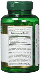 Close-up of milk thistle capsules inside the bottle