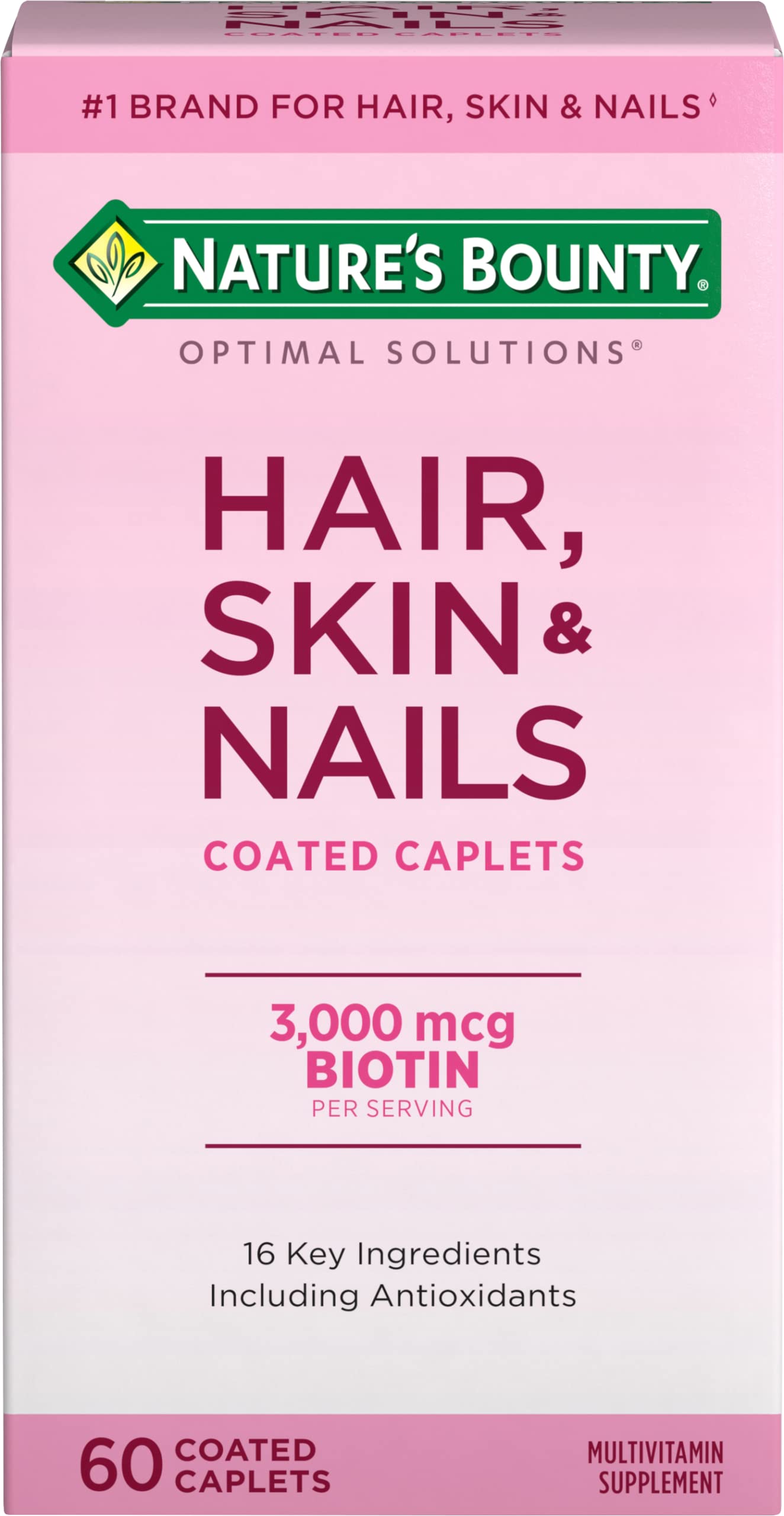 Front view of Nature's Bounty Optimal Solutions Hair, Skin & Nails formula