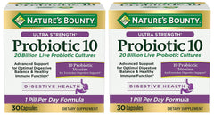Front view of Nature's Bounty Ultra Strength Probiotic 10 Twin Pack