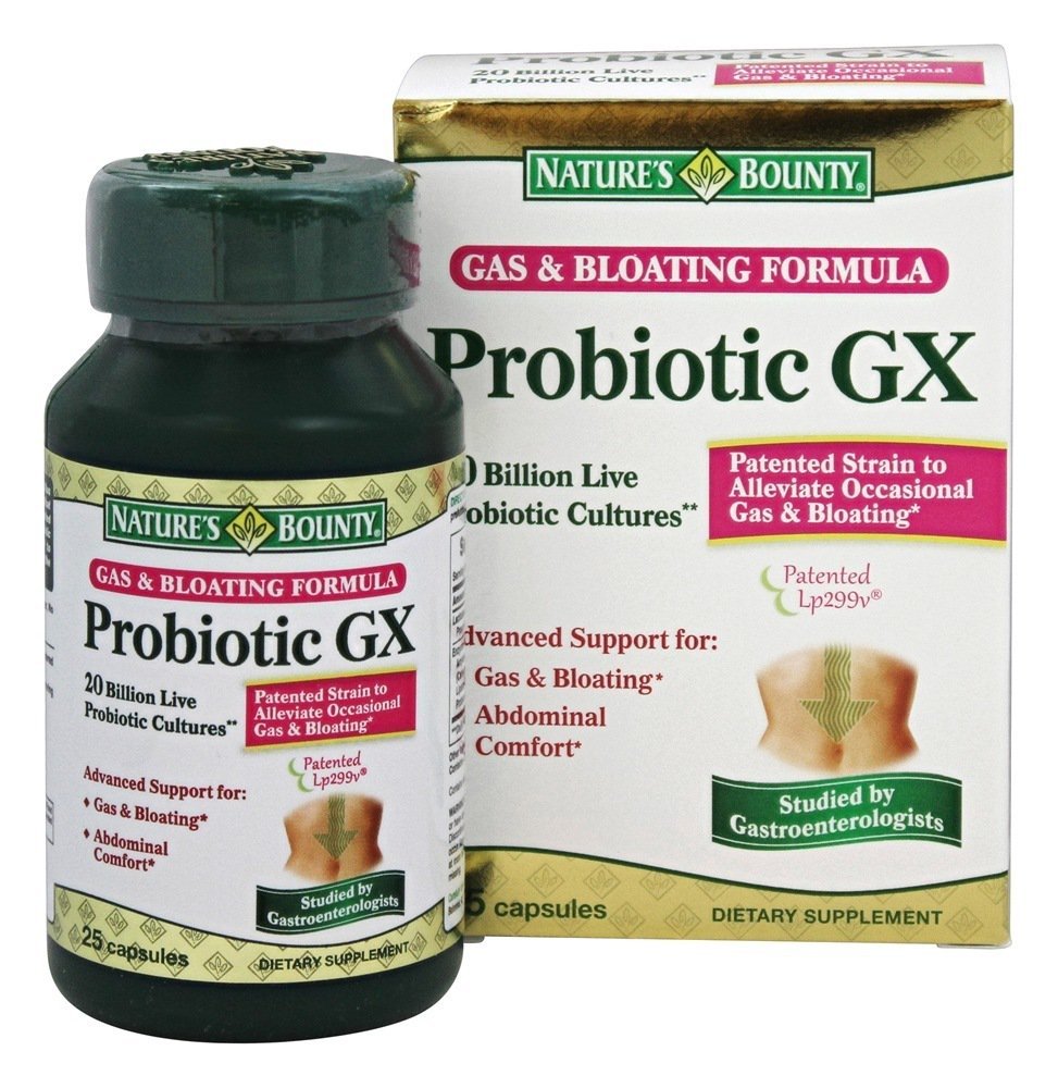 Nature's Bounty Probiotic GX Gas & Bloating formula bottle