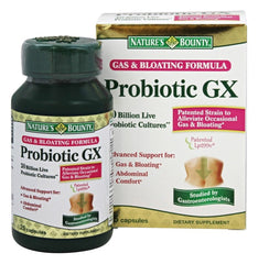 Nature's Bounty Probiotic GX Gas & Bloating formula bottle